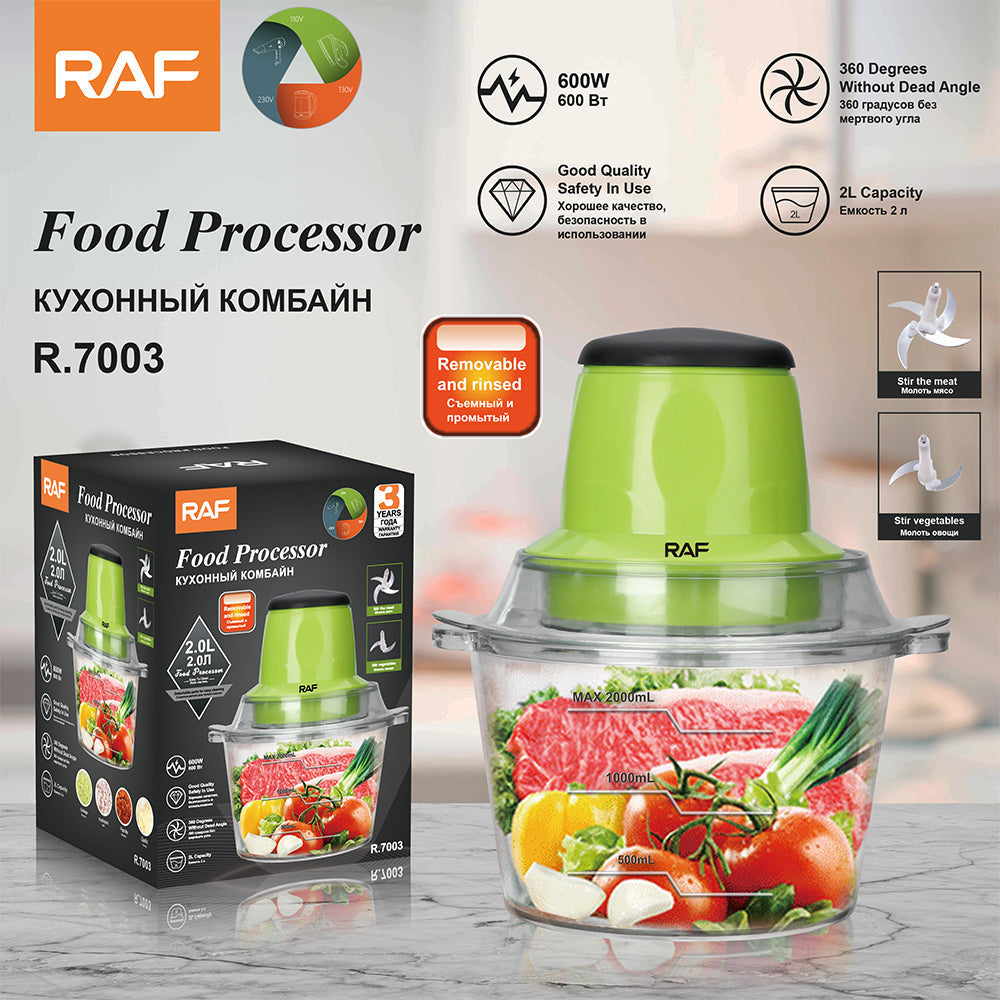 RAF Food Processor R.7003 – 600W 2L Electric Chopper with 4 Blades