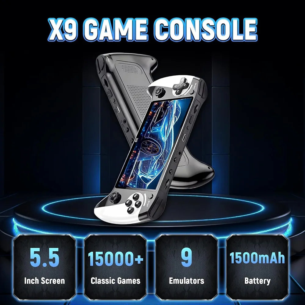 X9 Handheld Game Console – 5.5" Screen, 15,000+ Games, 9 Emulators, TV Compatible