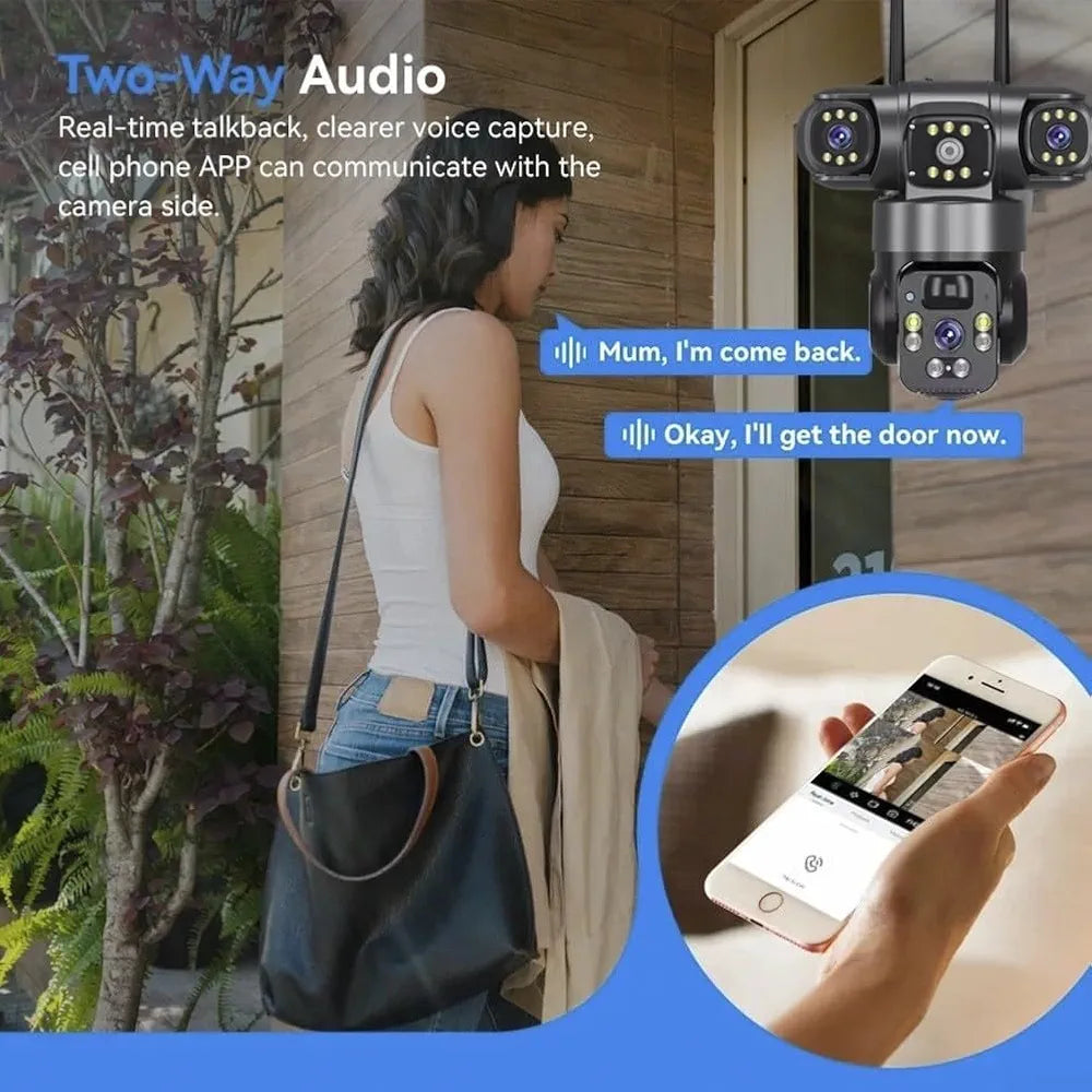 Triple-Lens Solar WiFi Security Camera – V380 Pro