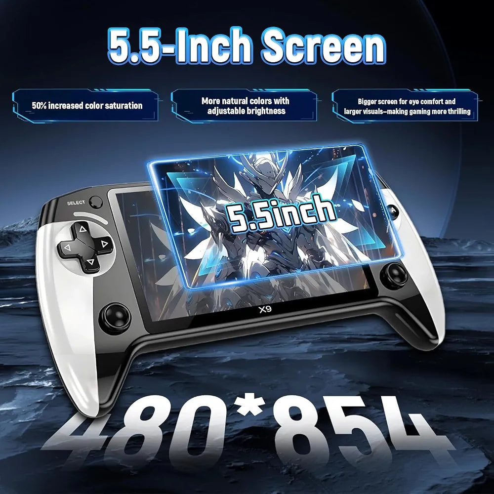 X9 Handheld Game Console – 5.5" Screen, 15,000+ Games, 9 Emulators, TV Compatible