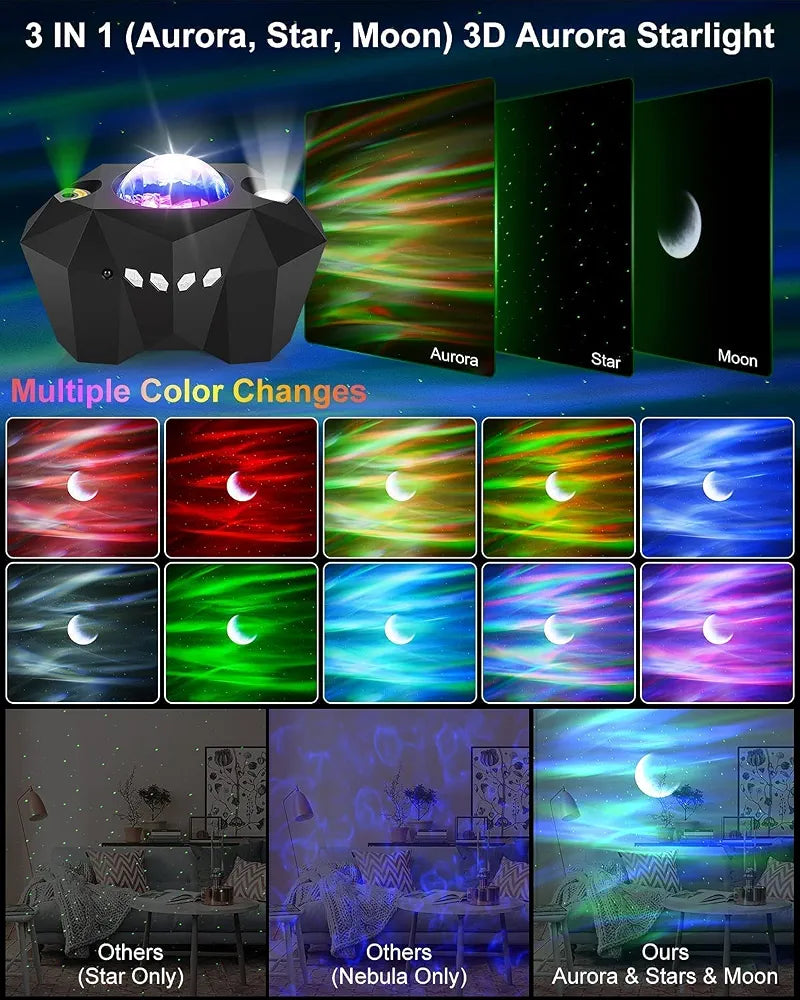 Dream Aurora Star Light Projector 3-in-1 with Bluetooth Speaker & Remote