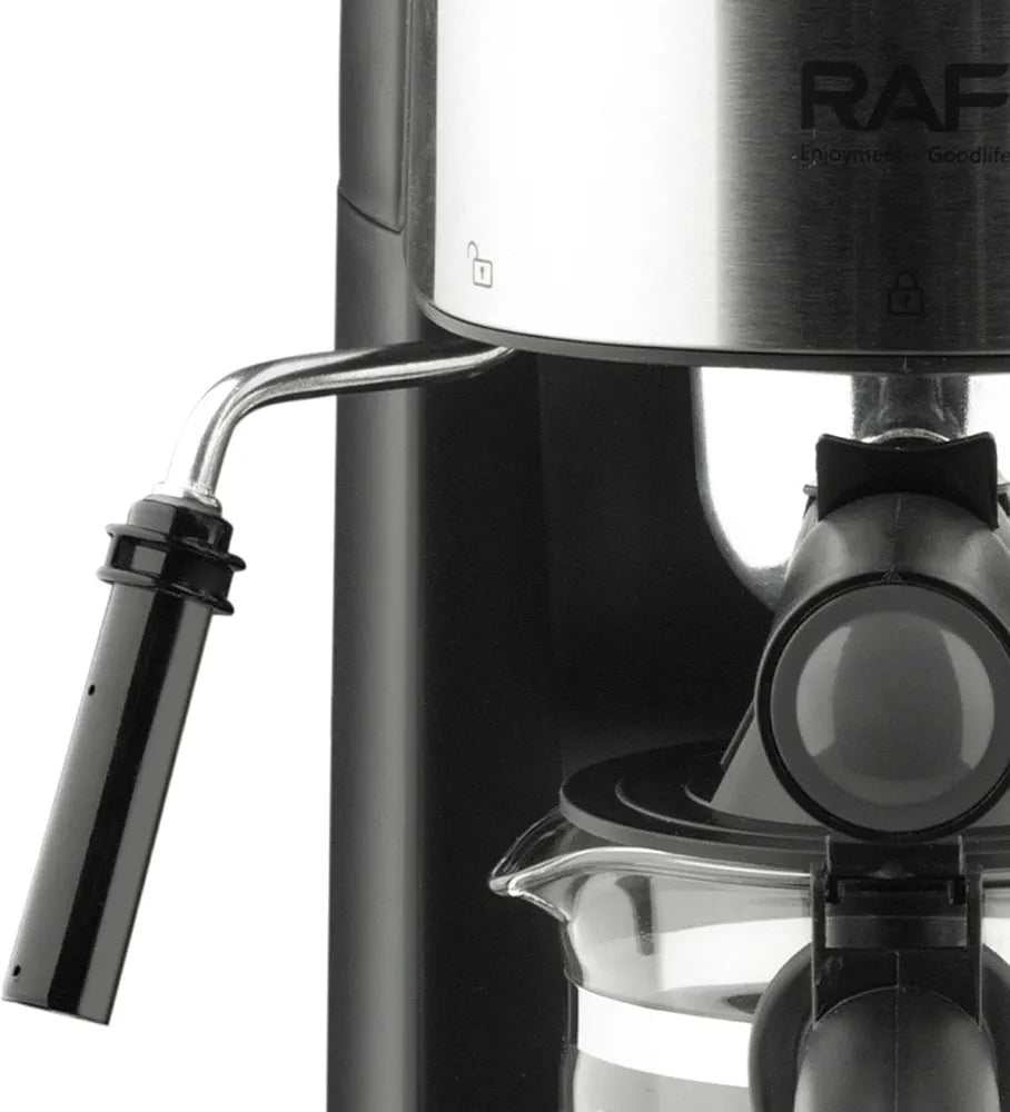 RAF Espresso Machine 800W with Steam Wand & 4-Cup Glass Carafe