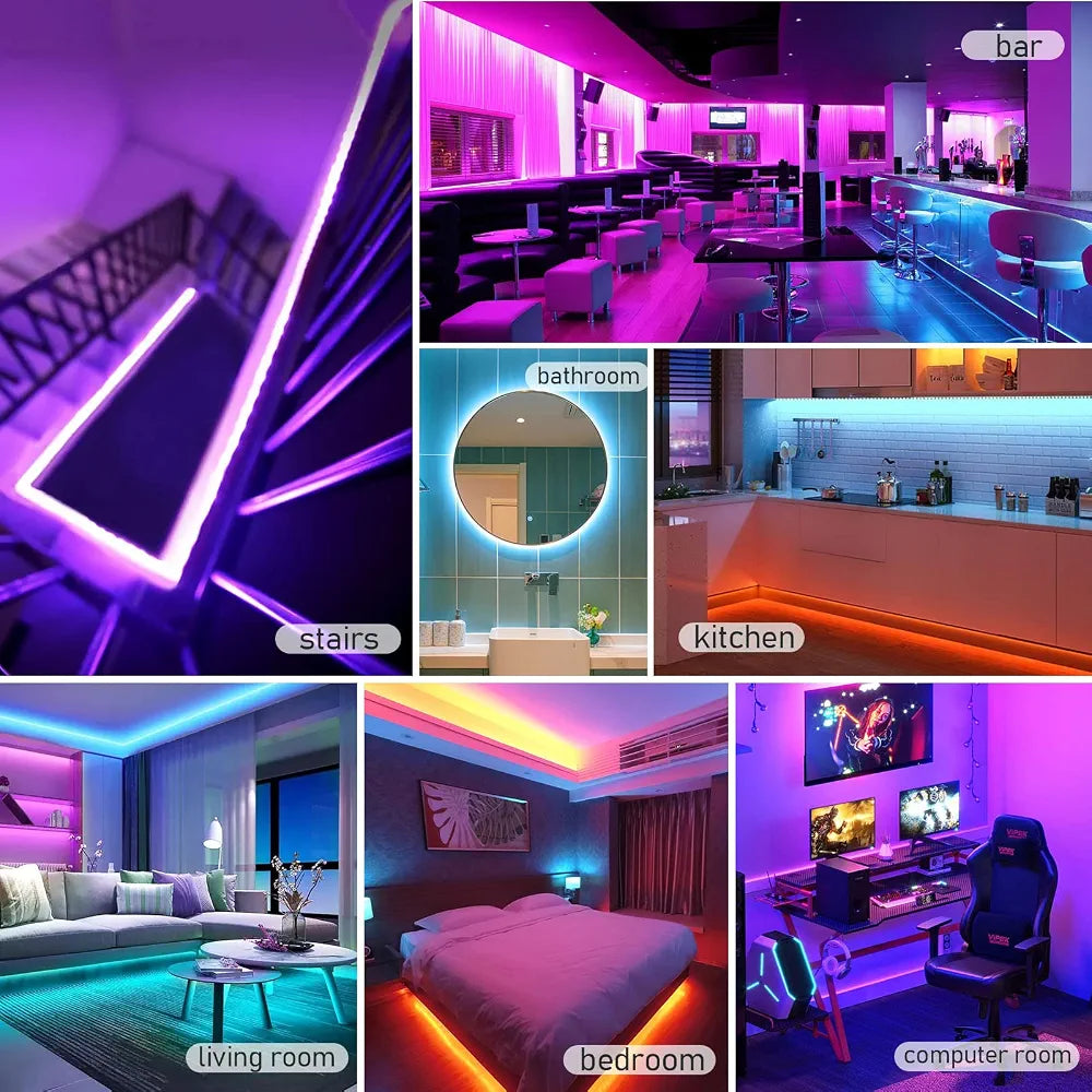 RGB LED Strip Light 5M – Bluetooth App & 24-Key Remote | Cuttable, Self-Adhesive, 60 LEDs/m
