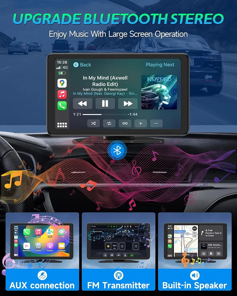7" Wireless CarPlay & Android Auto Portable Car Screen