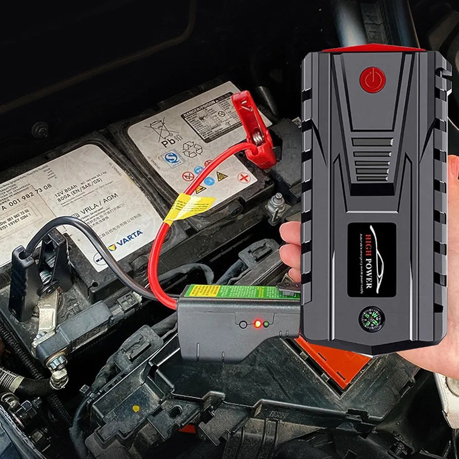 High Power 99900mAh Car Jump Starter – 1200A Peak, Air Compressor, 4 USB Ports
