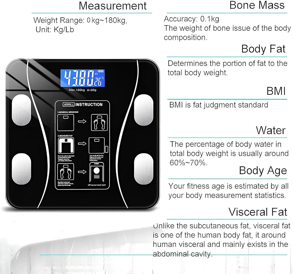 Black smart scale with four electrode pads