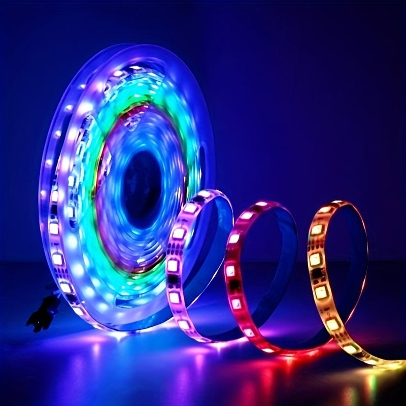 RGB LED Strip Light 5M – 16 Colors, 4 Modes | 24-Key IR Remote & Power Adapter Included