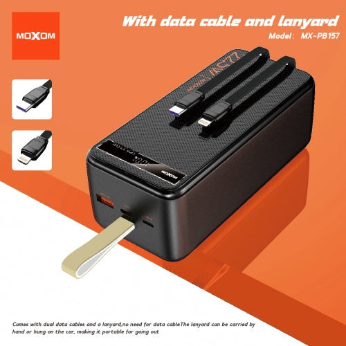 MOXOM MX-PB157 40000mAh Power Bank – 22.5W Fast Charging, PD20W, Built-in Cables