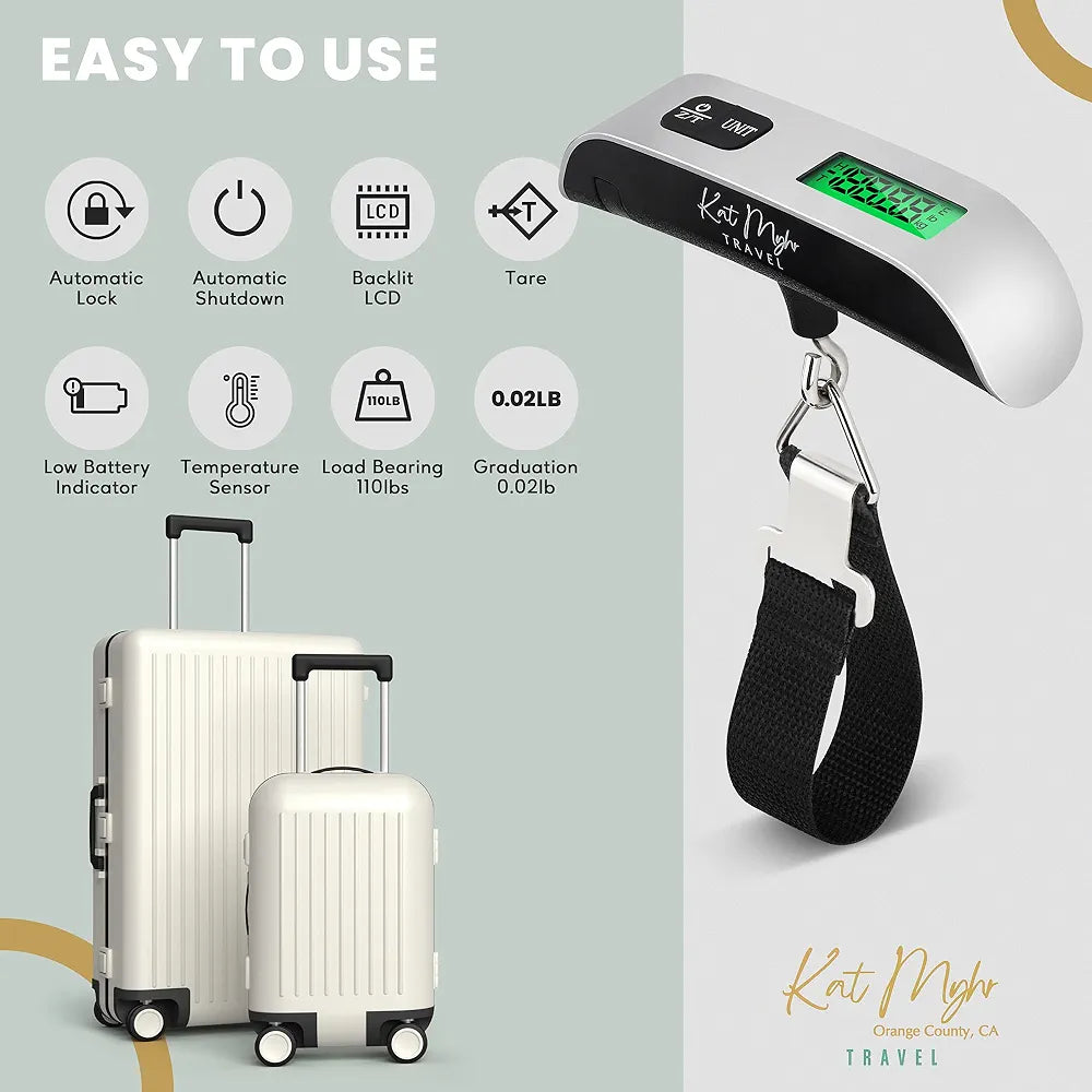 Kat Myhr Portable Digital Luggage Scale, 50 kg / 110 lb