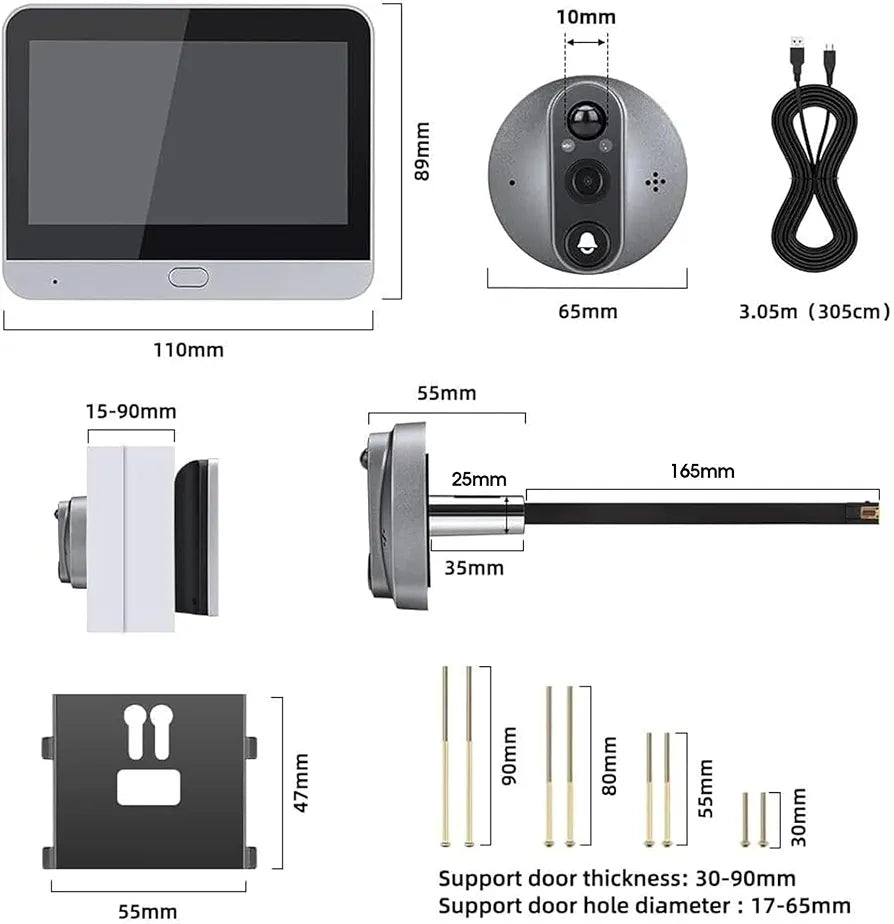 Tuya Smart Doorbell Camera – 1080p Full HD with 4.3" Monitor