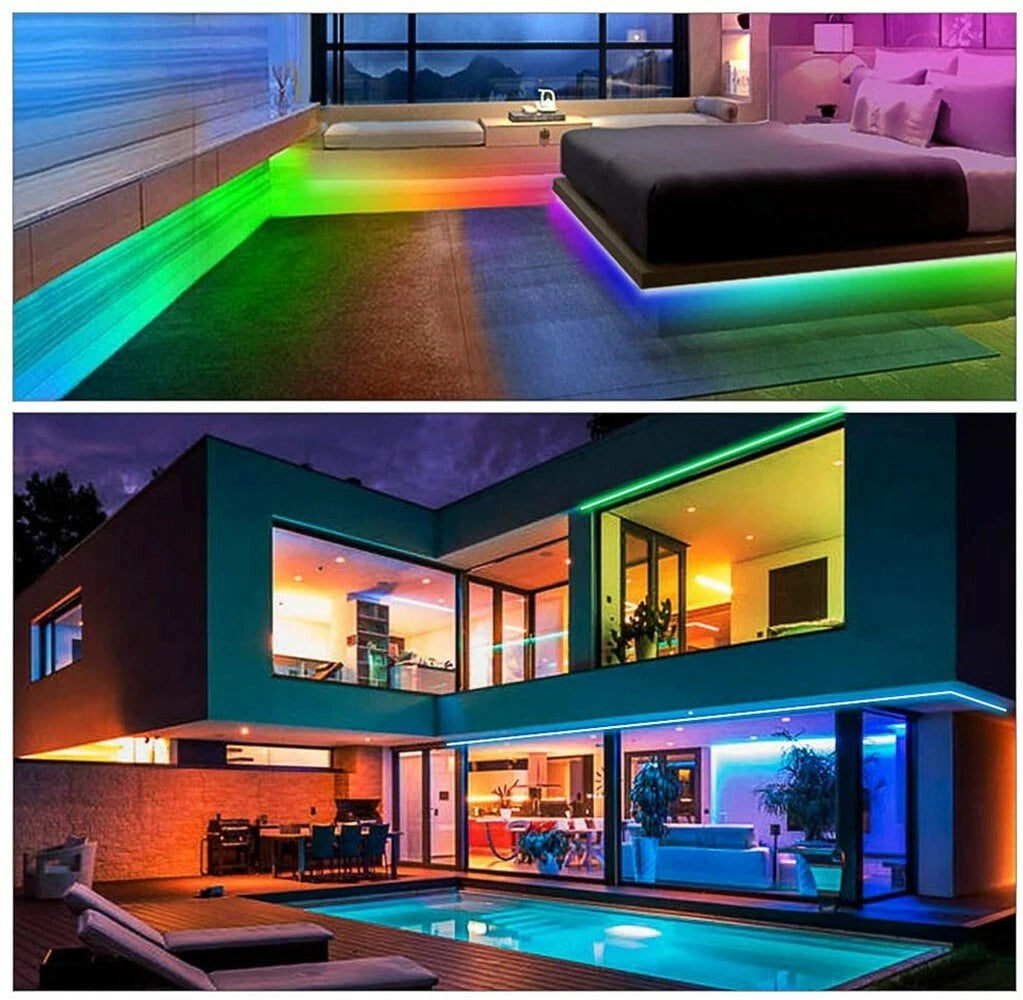 RGB LED Strip Light 5M – 16 Colors, 4 Modes | 24-Key IR Remote & Power Adapter Included