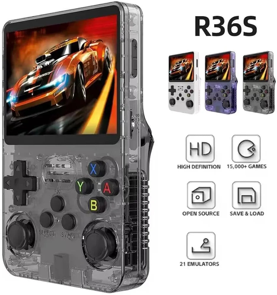 R36S Retro Handheld Game Console – 3.5" HD, 15,000+ Games, 21 Emulators, 2500mAh, Open Source Linux