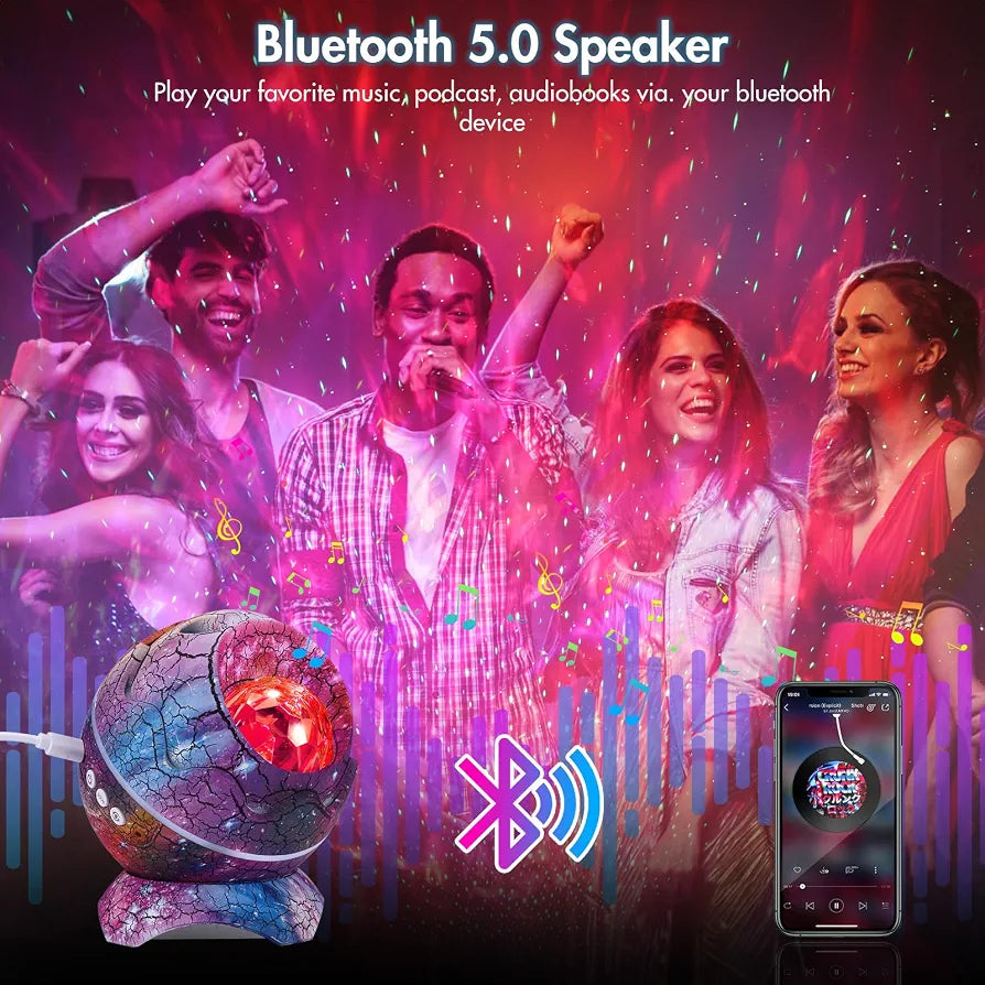 Galaxy Projector – Dinosaur Egg Night Light with Bluetooth Speaker & Remote