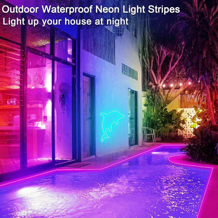 RGB Neon Rope Light Strip 10M – Waterproof, Flexible & Cuttable with App & Remote Control