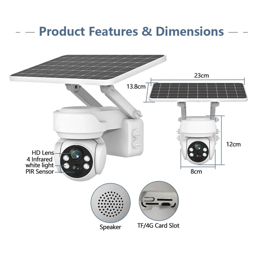 4G Solar Security Camera – 5MP 4K Ultra HD | 360° PTZ | Night Vision | Waterproof