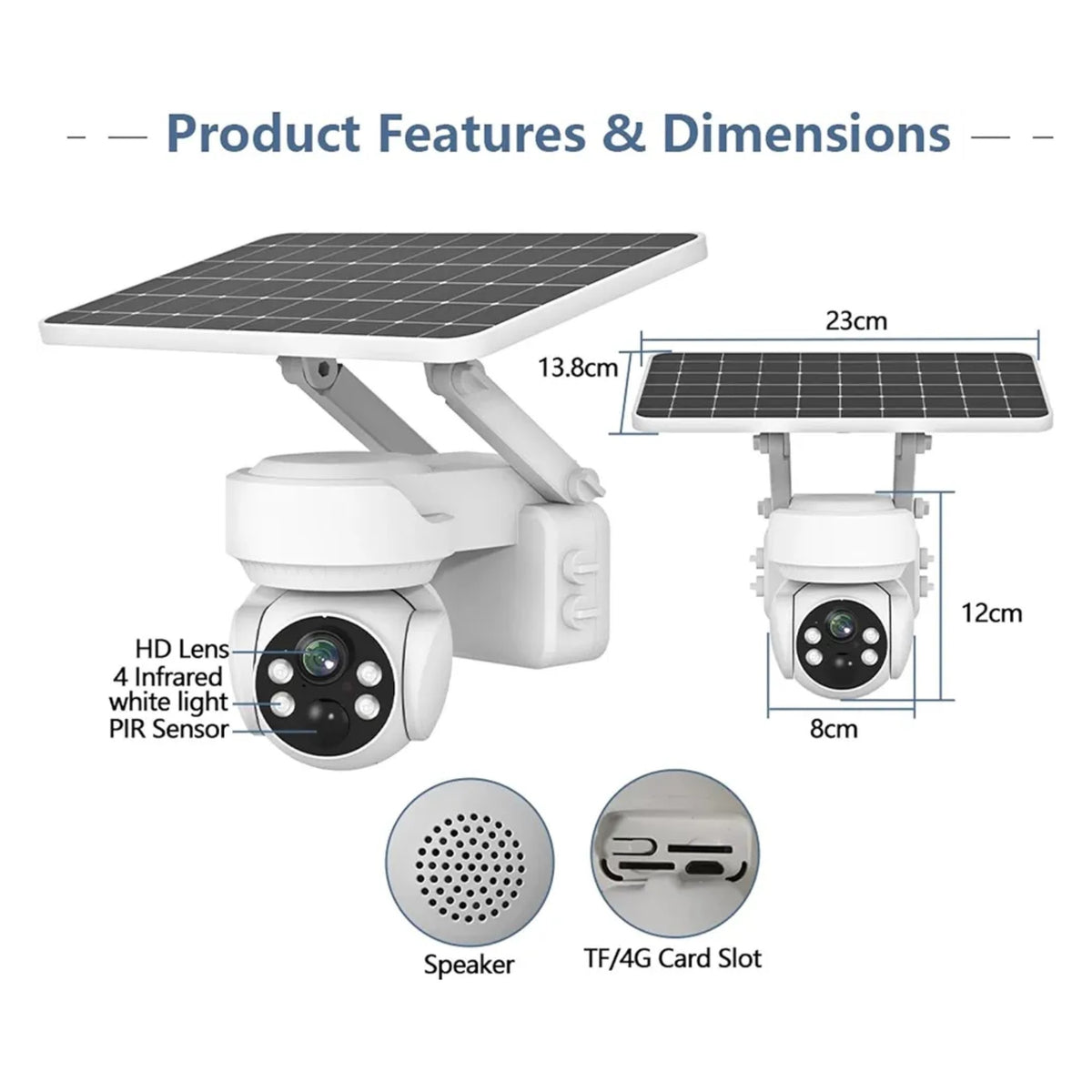 4G Solar Security Camera – 5MP 4K Ultra HD | 360° PTZ | Night Vision | Waterproof