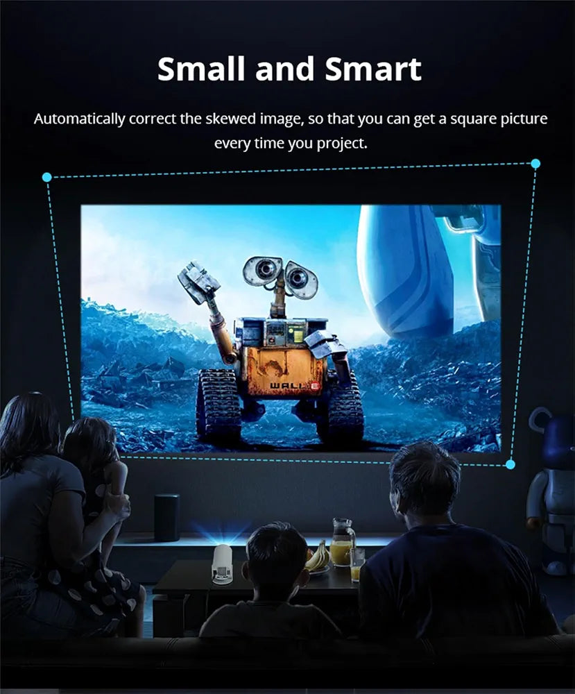 HY300 Mini Portable Projector – 1080P Support, 120 ANSI, 130" Display, Android, WiFi & Bluetooth