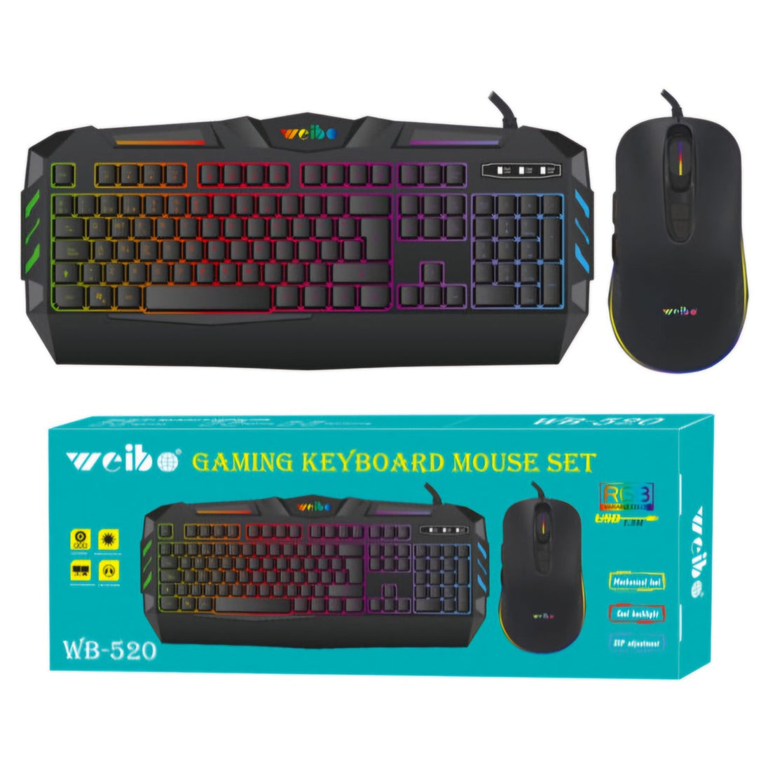 Weibo WB-520 RGB Gaming Keyboard & Mouse Combo