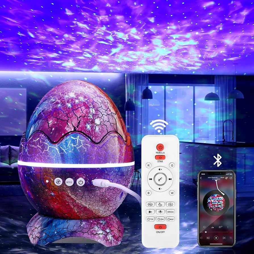 Galaxy Projector – Dinosaur Egg Night Light with Bluetooth Speaker & Remote