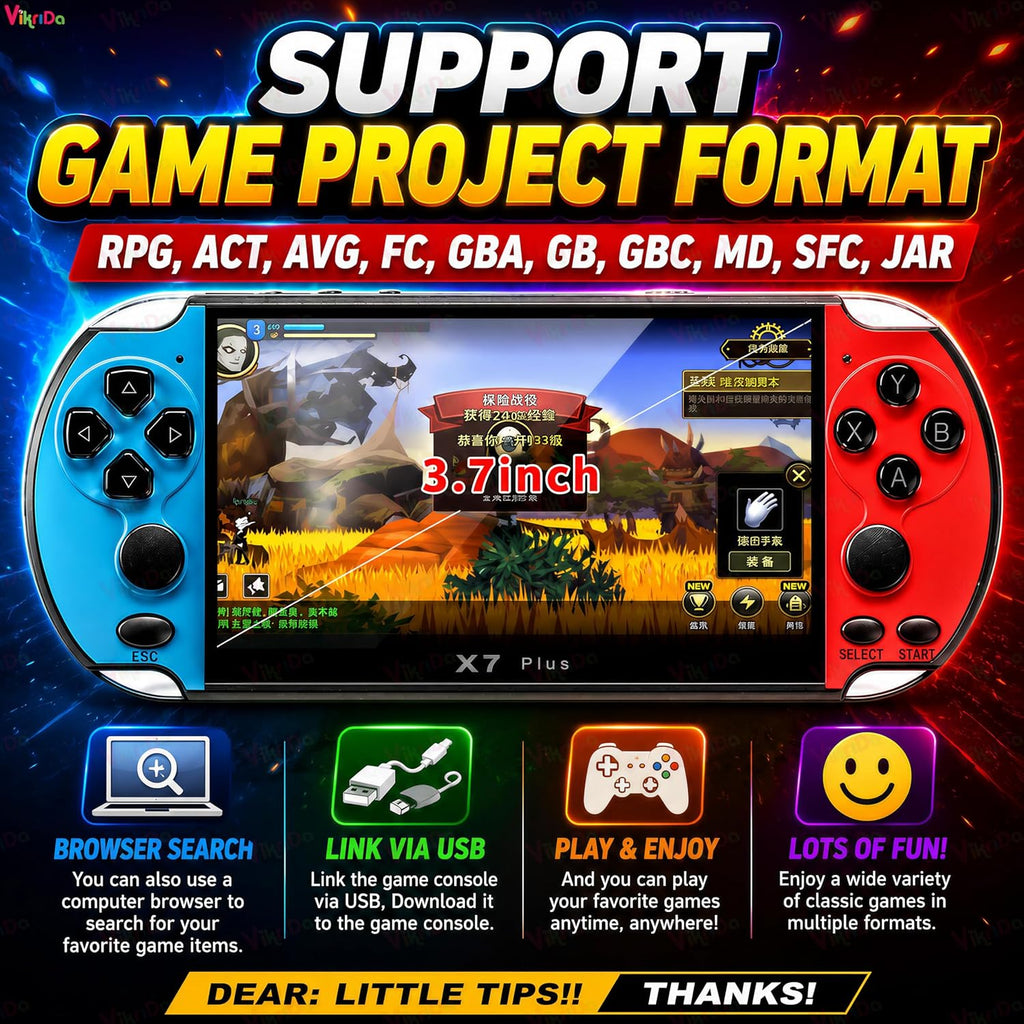X7 Plus Handheld Game Console – Portable Retro Gaming Player