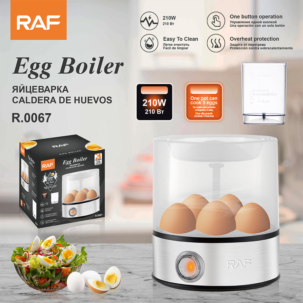RAF Electric Egg Boiler 210W – 5-Egg Capacity | One-Button Operation | Model R.0067