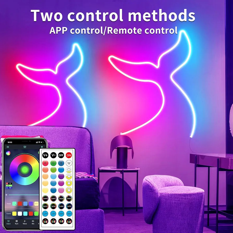 RGB Neon Rope Light Strip 10M – Waterproof, Flexible & Cuttable with App & Remote Control