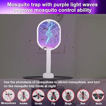 2-in-1 Electric Mosquito Racket & UV Trap Lamp
