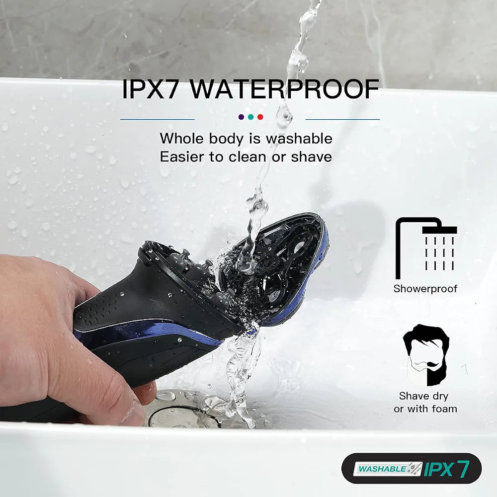 VGR V-306 Electric Rotary Shaver for Men – 3D Floating Blades, IPX7 Waterproof, LED Display