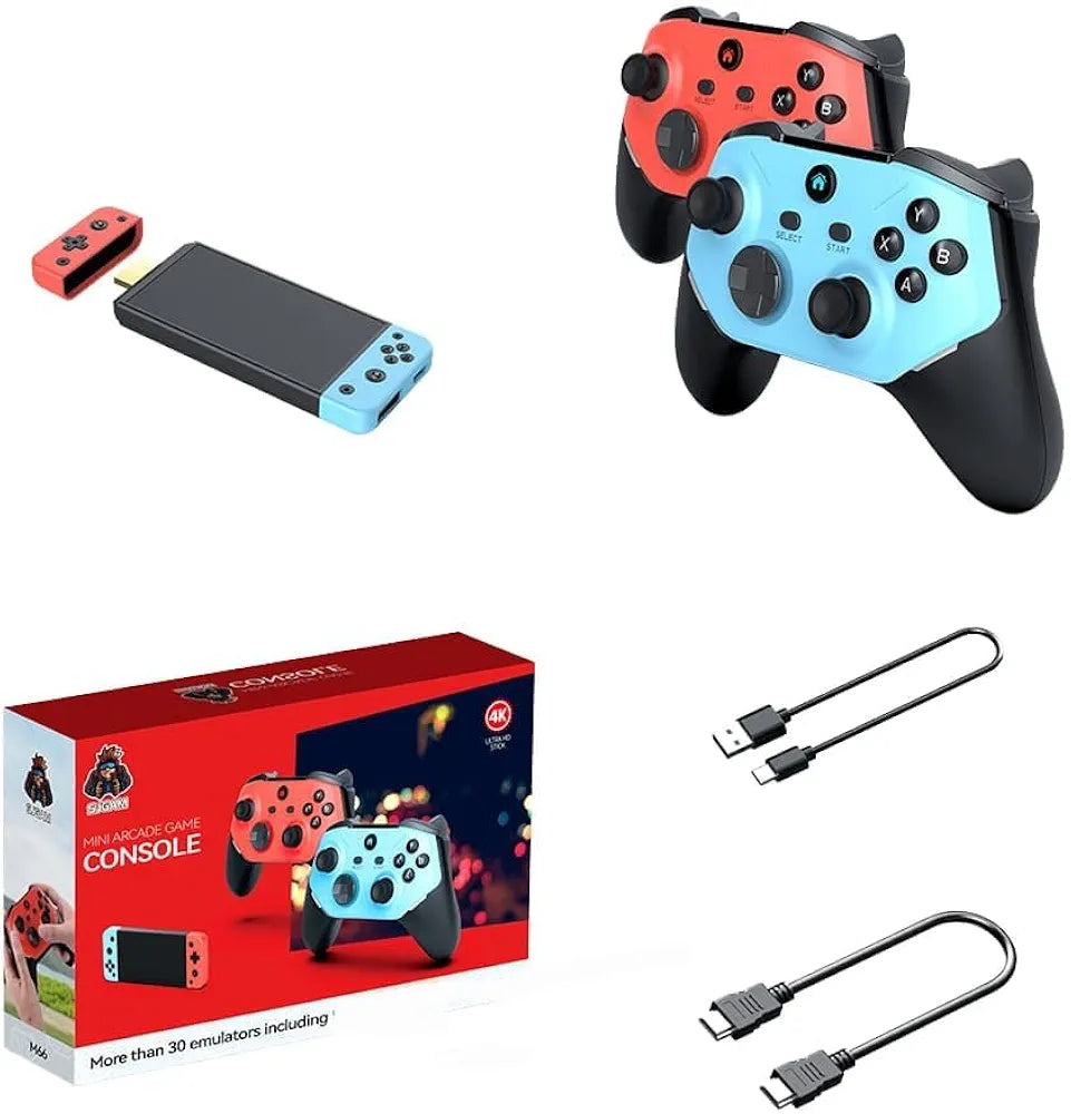 SJGAM M66 Mini Arcade Game Console – 4K HDMI Stick with 2 Wireless Controllers
