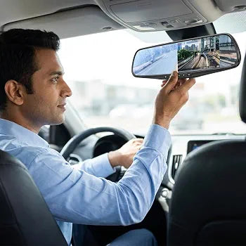 Dual lens rearview mirror dash cam front and rear