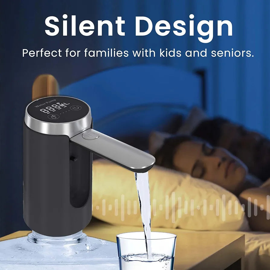 Smart Digital Water Dispenser Pump – 1200mAh Rechargeable, LED Display, Touch Control, Universal Fit 2–5 Gallon