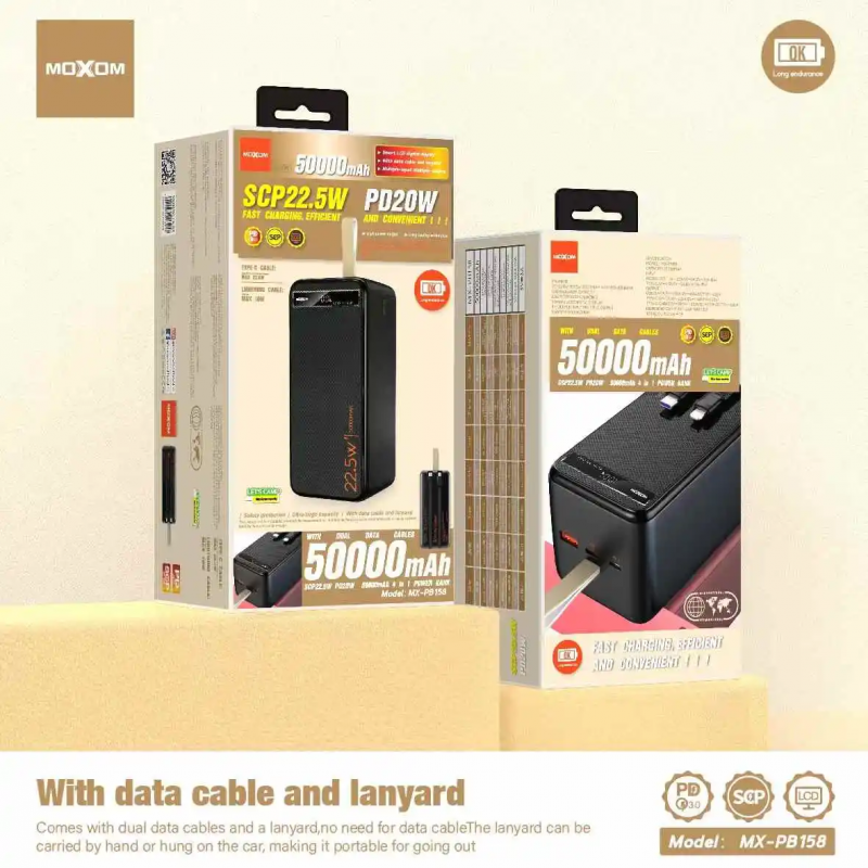 MOXOM MX-PB158 50000mAh Fast Charging Power Bank – SCP 22.5W / PD 20W