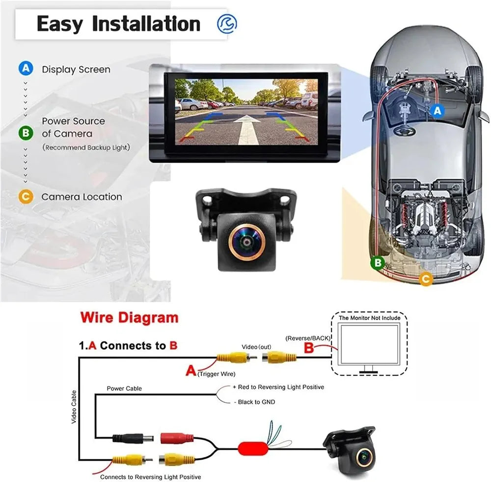 4K Ultra HD 180° Car Rear Camera – Night Vision, Waterproof, Metal Body