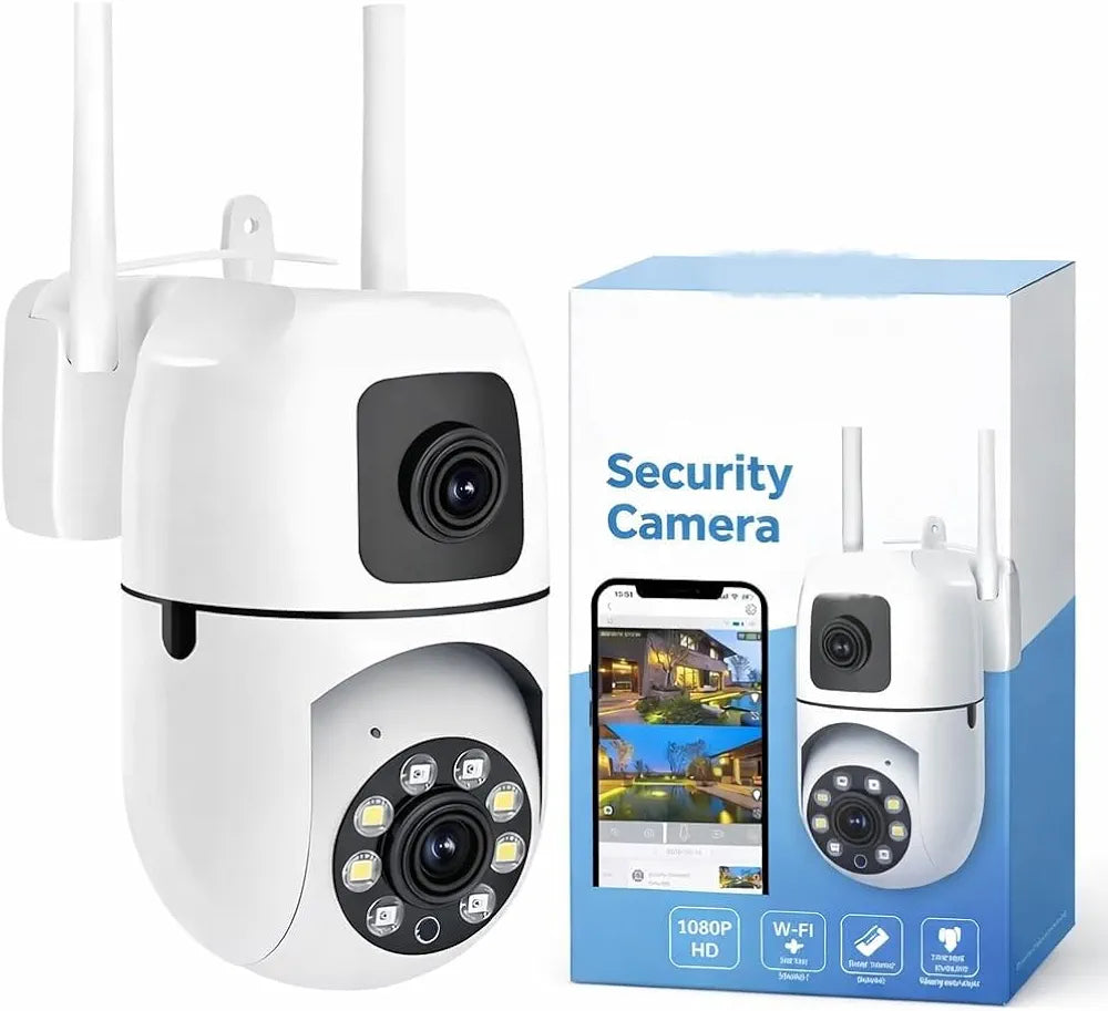 Dual Lens 4K WiFi Security Camera – 5MP | 4G+WiFi | 360° PTZ | IP66 Weatherproof | Two-Way Audio