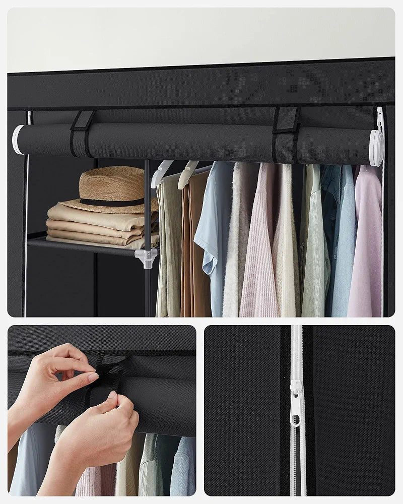 Portable Fabric Wardrobe Closet with Shelves – 170×90×45 cm