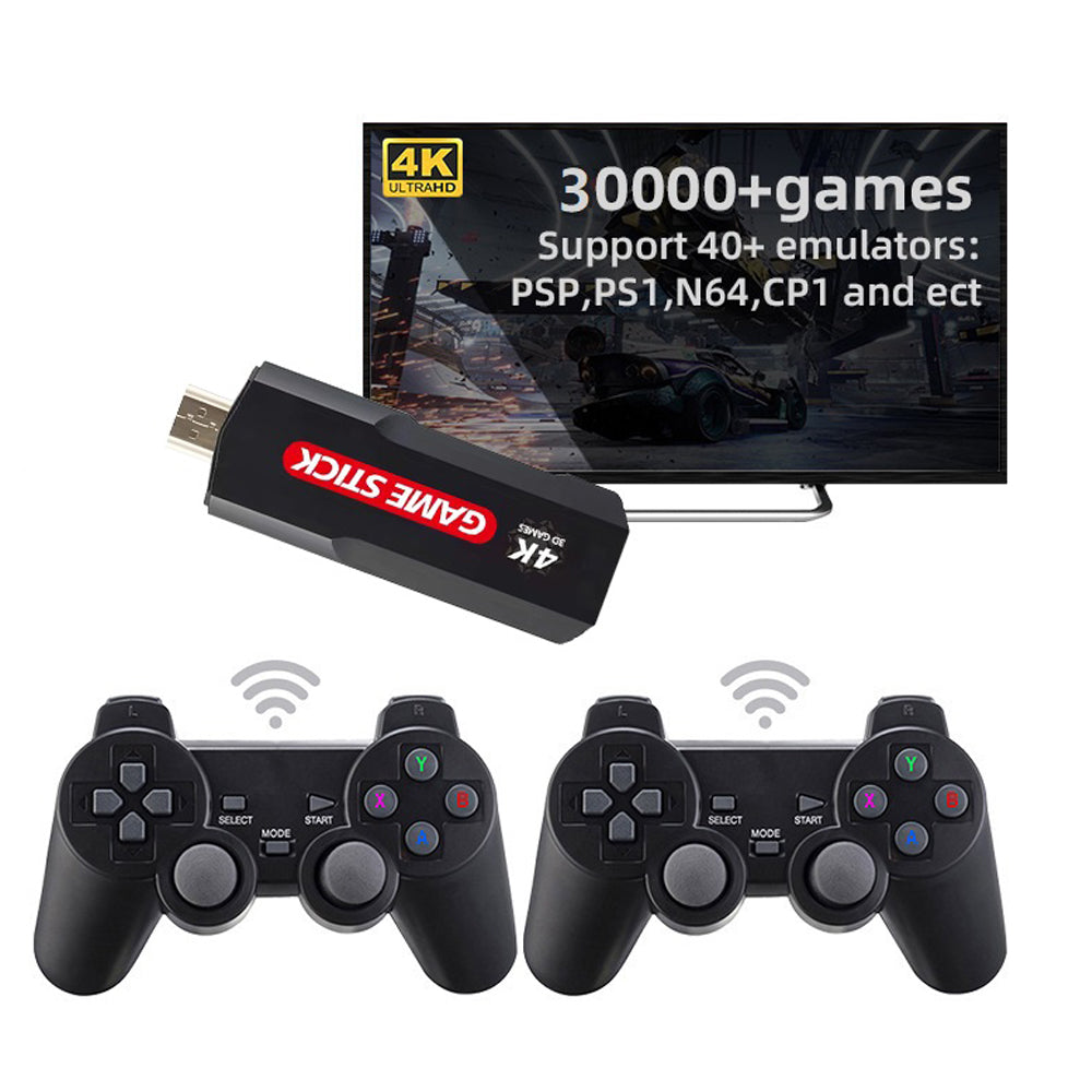 4K Game Stick – 30,000+ Games, 2 Wireless Controllers