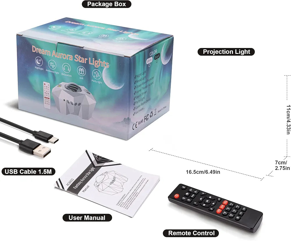 Dream Aurora Star Light Projector 3-in-1 with Bluetooth Speaker & Remote