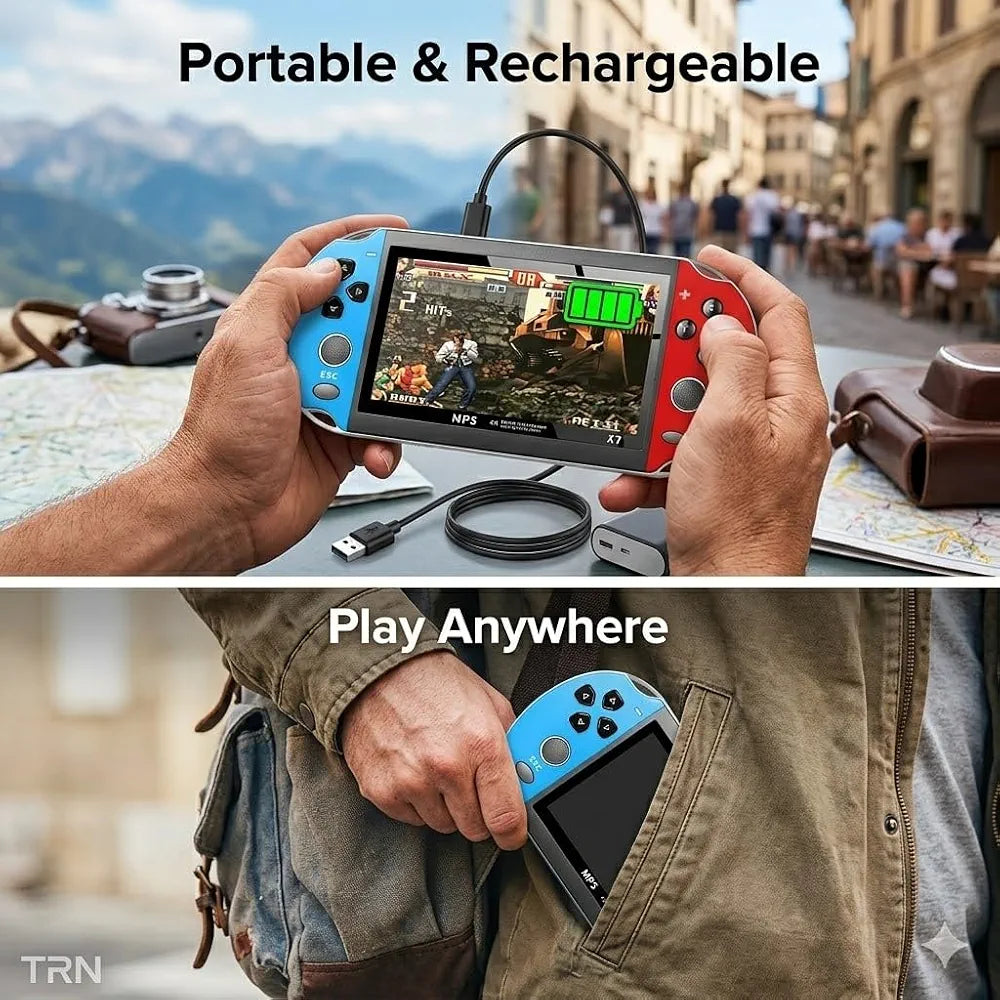 X7 Portable Game Console – 10,000+ Built-in Games, 4.3" HD Display, MP5 Player