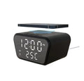 AY-21 black alarm clock charging a phone