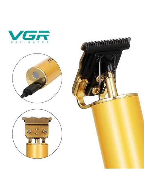 VGR V-225 gold hair trimmer close-up with blade detail