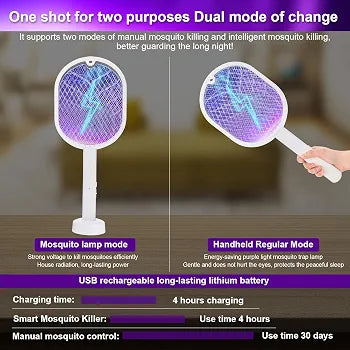 2-in-1 Electric Mosquito Racket & UV Trap Lamp