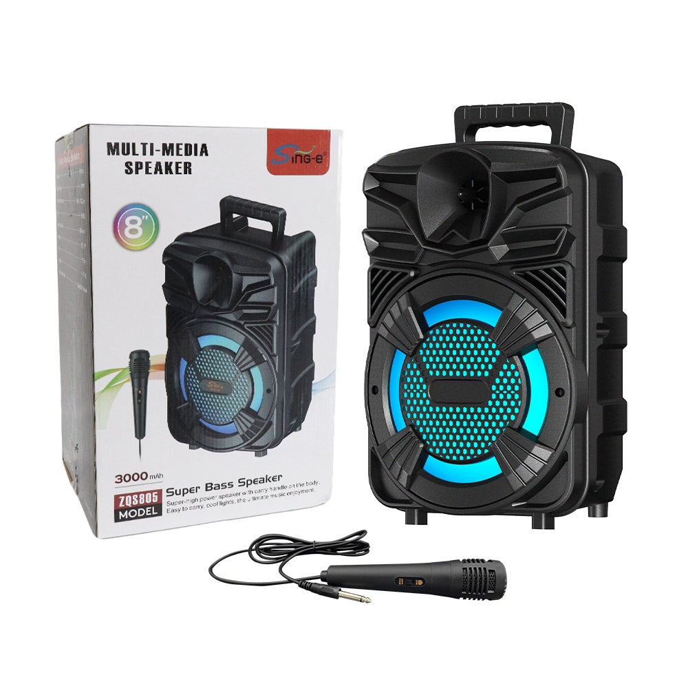 Sing-e ZQS806 8" Portable Bluetooth Party Speaker with Microphone