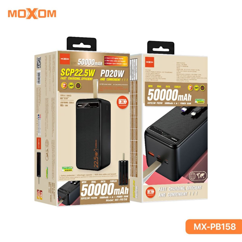 MOXOM MX-PB158 50000mAh Fast Charging Power Bank – SCP 22.5W / PD 20W
