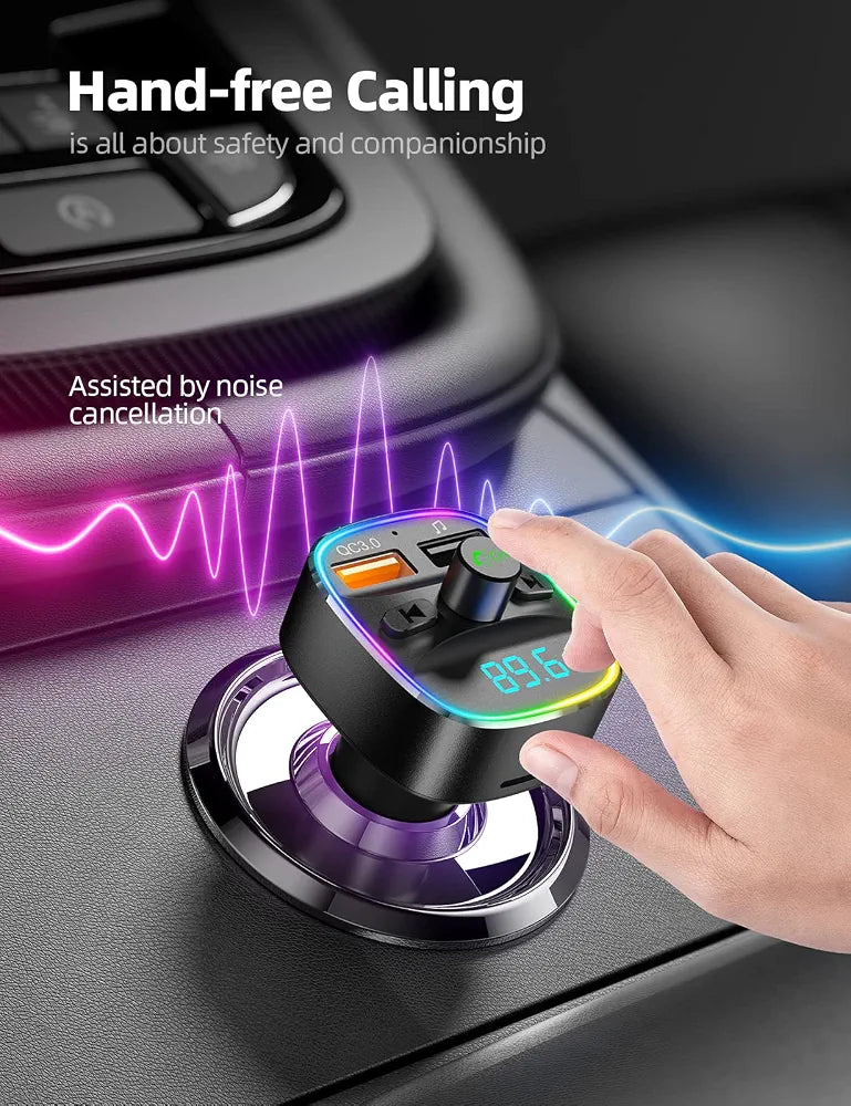 Car Bluetooth FM Transmitter with RGB LED – Nulaxy