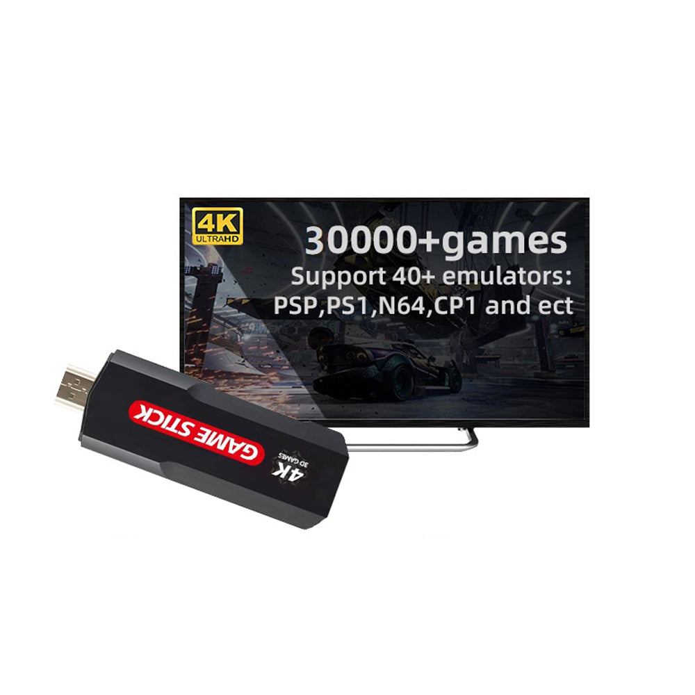 4K Game Stick – 30,000+ Games, 2 Wireless Controllers