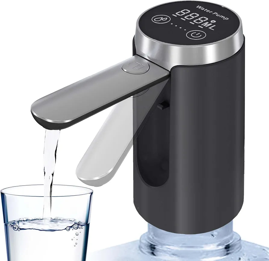 Smart Digital Water Dispenser Pump – 1200mAh Rechargeable, LED Display, Touch Control, Universal Fit 2–5 Gallon