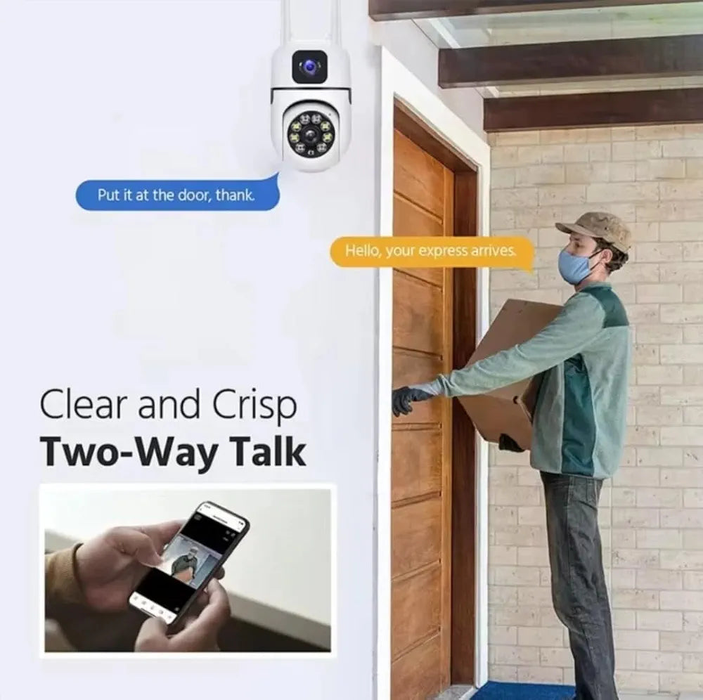 Dual Lens 4K WiFi Security Camera – 5MP | 4G+WiFi | 360° PTZ | IP66 Weatherproof | Two-Way Audio