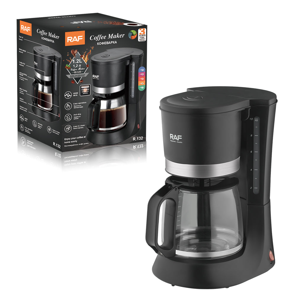 RAF R.132 Coffee Maker 1.2L – 680W Drip Filter Machine with Anti-Drip & Keep Warm
