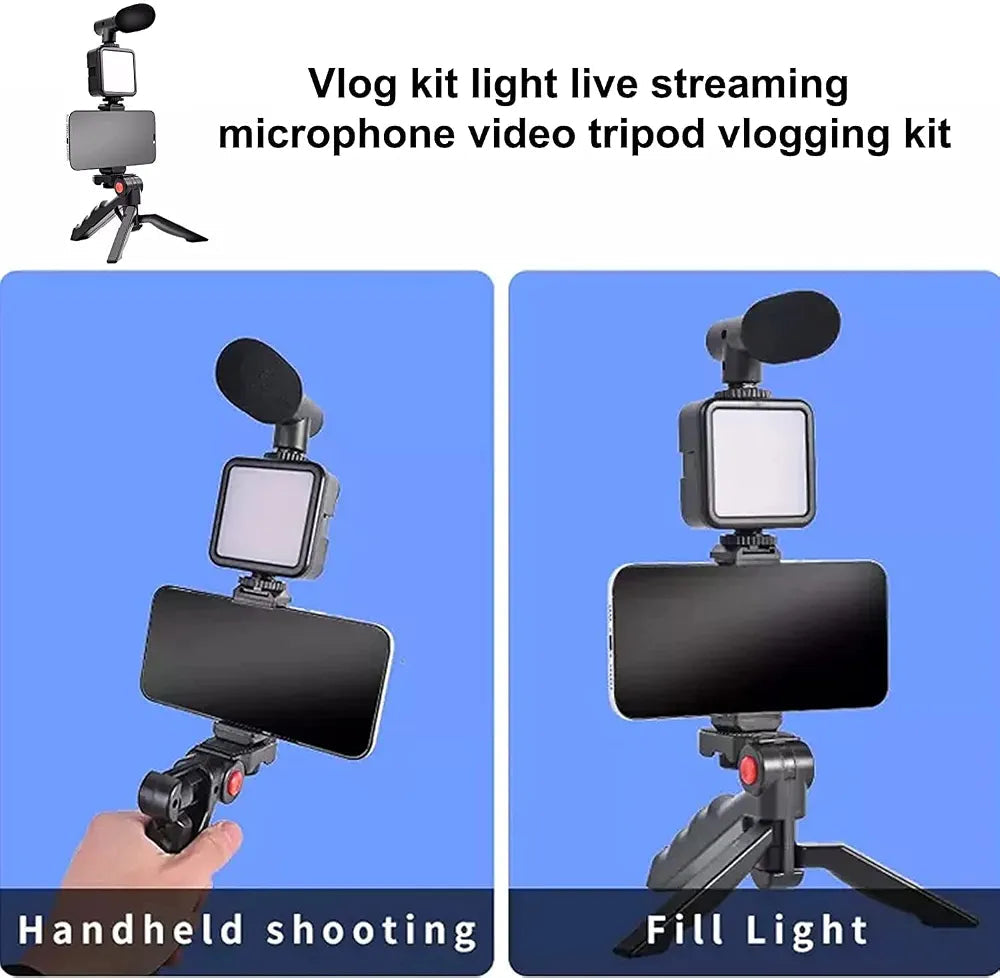 Vlogging kit shown in use for phone video recording