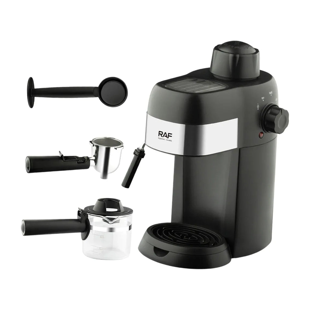 RAF Espresso Machine 800W with Steam Wand & 4-Cup Glass Carafe